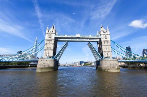 17 May 2015 --- The famous Victorian bridge, Tower Bridge, is a combined bascule and suspension bridge located at the River Thames in London. The bridge has become an iconic symbol of London and is a popular tourist attraction in the capital of England. --- Image by © Gonzales Photo/Michael Hornbogen/Corbis